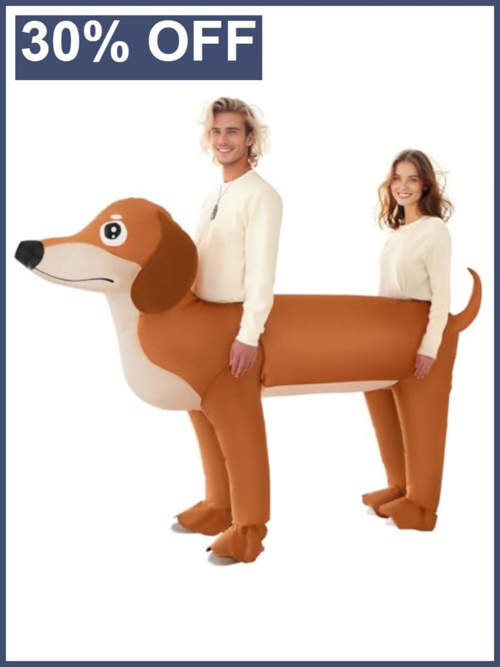 Inflatable Dachshund Costume Adult 2-Person Blow Up Dog Halloween Cosplay